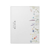 Wildblume der Wasserfarbe Personalisiert mit Liebe Notizblock (Rotiert)