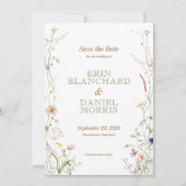 Wildblume der Wasserfarbe speichern Sie das Datum Einladung (Vorderseite)