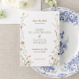 Wildblume der Wasserfarbe speichern Sie das Datum Einladung