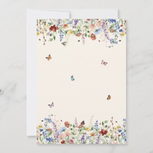 Wildblume der Wasserfarben Schmetterlinge Einladung (Rückseite)