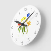 Wildblume der Wasserfarbenfeder Runde Wanduhr (Winkel)