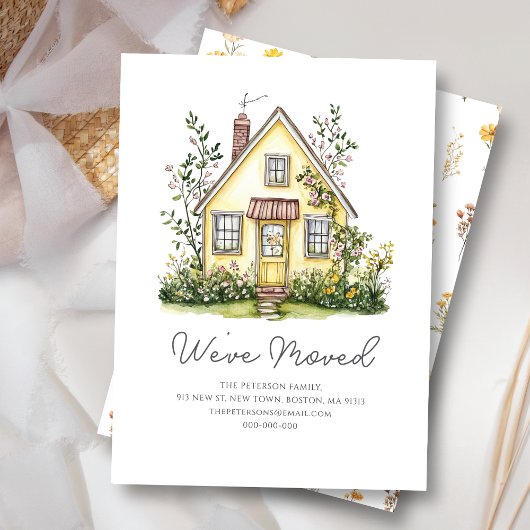 Wildblume des Gelben Hauses | Neue Zuhause-Adresse Mitteilungskarte