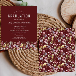 Wildblume des Haushalts Muster Burgundy Grad Party