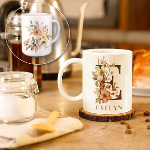 Wildblume des Landes Monogramm Buchstaben E Kaffeetasse