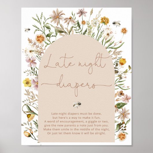 Wildblume des Wasserfarben Boho Spätnachtstaucher Poster (Vorne)