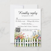 Wildblume des Wassergärtnerzauns QR-Code RSVP Karte (Vorderseite)