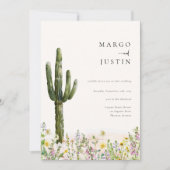 Wildblume Desert Cactus Wedding Einladung (Vorderseite)