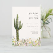Wildblume Desert Cactus Wedding Einladung (Stehend Vorderseite)