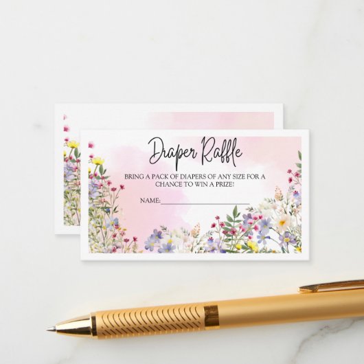 Wildblume Diaper Raffellenkarte Begleitkarte (Vorderseite/Rückseite Beispiel)