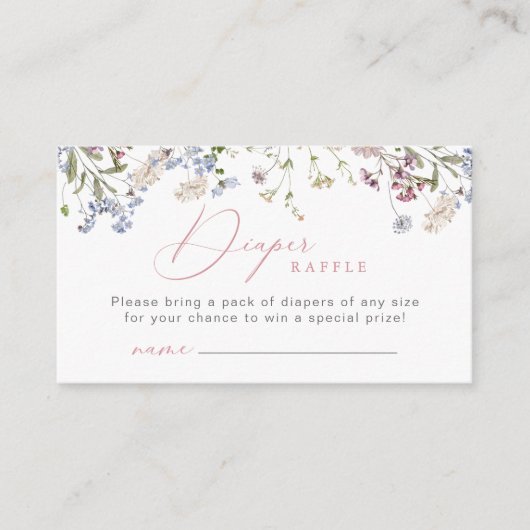 Wildblume Diaper Raffeln Beilage Anfrage Girl Pink Begleitkarte (Vorderseite)