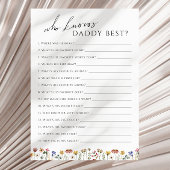 Wildblume, die Daddy Baby Shower Game Card kennt Einladung