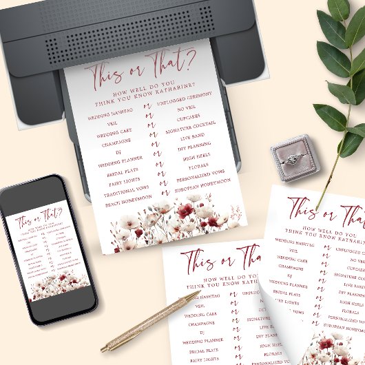 Wildblume, die das Brautparty-Spiel kennt Einladung