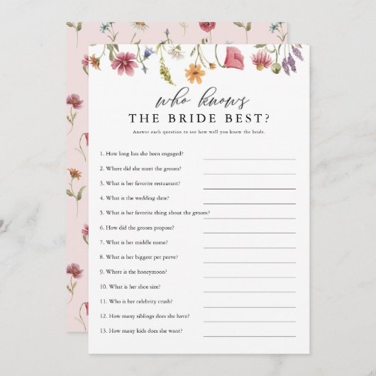 Wildblume, die die Beste Digitale kennt Einladung (Vorne/Hinten)