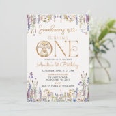 Wildblume, die ein Sonnenschein einen 1. Geburtsta Einladung (Stehend Vorderseite)