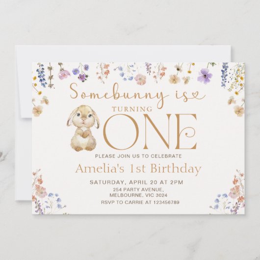 Wildblume, die ein Sonnenschein einen 1. Geburtsta Einladung (Vorderseite)