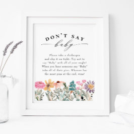 Wildblume "Don't Say Baby" Baby Shower Game Poster