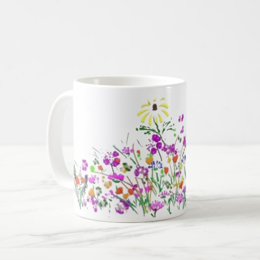 Wildblume Doodle Tasse (Vorderseite Links)