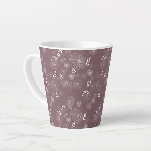 Wildblume Doodles Muster Latte Tasse (Linke Ecke)