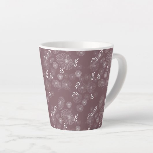 Wildblume Doodles Muster Latte Tasse (Rechte Ecke)