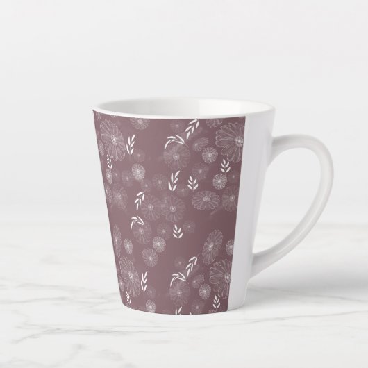 Wildblume Doodles Muster Latte Tasse (Rechts)