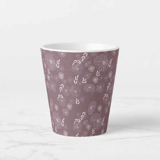 Wildblume Doodles Muster Latte Tasse (Vorderseite)