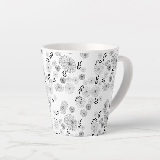 Wildblume Doodles Muster Latte Tasse (Rechte Ecke)