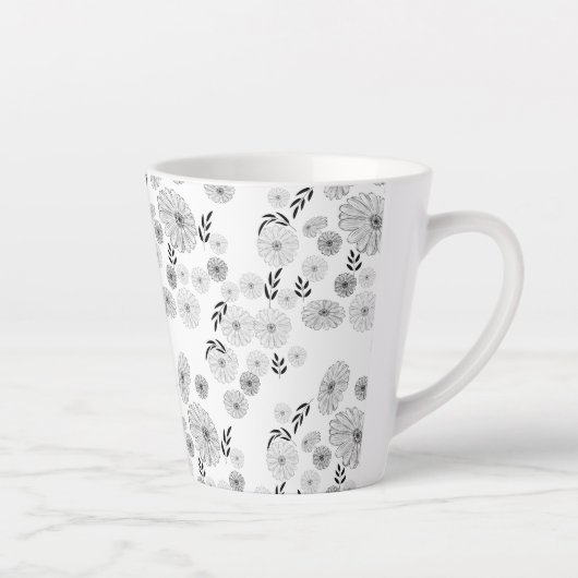 Wildblume Doodles Muster Latte Tasse (Rechts)