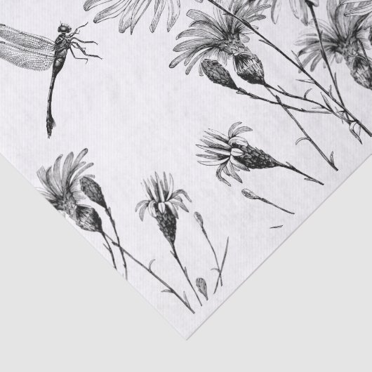 Wildblume Dragonfly Decoupage Craft Daisy Sketch Seidenpapier (Ausschnitt)