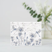 Wildblume Dragonfly Französische Schrift Postkarte (Stehend Vorderseite)