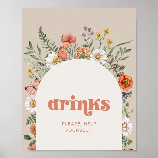 Wildblume Drinks Unterschreiben Poster (Vorne)