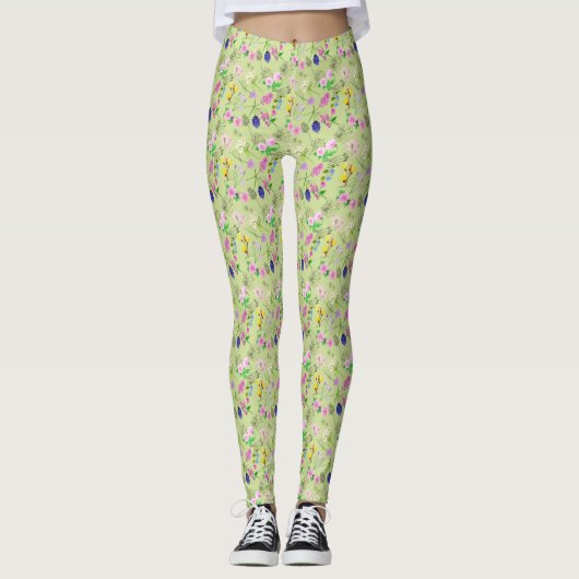 Wildblume drucken Sie überdruckt Leggings (Vorderseite)