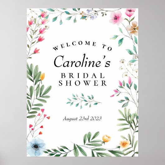 Wildblume Dusche Begrüßungszeichen Poster (Vorne)