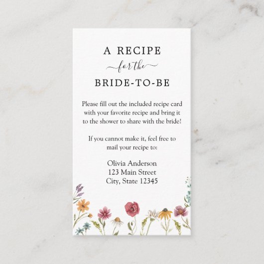Wildblume-Duschrei-Rezept-Abschlusskarte Begleitkarte (Vorderseite)