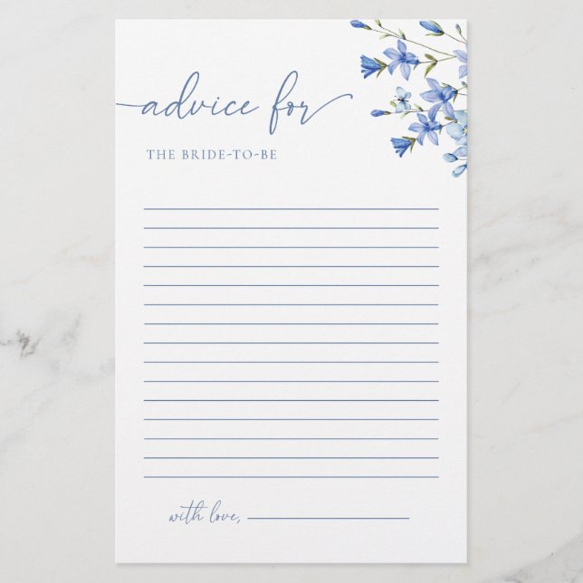 Wildblume Dusty Blue Advice für die Bride Card (Vorderseite)
