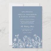 Wildblume Dusty Blue Botanical All in One Wedding Einladung (Vorderseite)