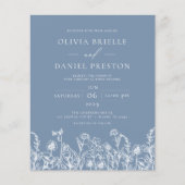 Wildblume Dusty Blue Botanical Wedding Einladung Flyer (Vorne)