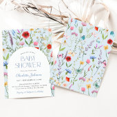 Wildblume Dusty Blue Boy Baby Dusche Einladung