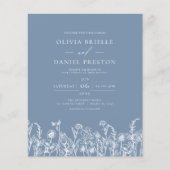 Wildblume Dusty Blue Foto Hochzeit Einladung (Vorderseite)