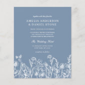 Wildblume Dusty Blue Foto Hochzeit Einladung Flyer (Vorne)