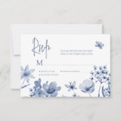 Wildblume dusty Blue Hochzeitskarte RSVP Karte (Vorderseite)