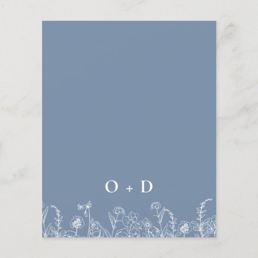 Wildblume Dusty Blue Monogram Wedding Einladung (Rückseite)