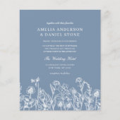 Wildblume Dusty Blue Monogram Wedding Einladung Flyer (Vorne)