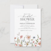 Wildblume Dusty Blue Pink Garden Brautparty Einladung (Vorderseite)