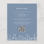 Wildblume Dusty Blue QR Code Hochzeit Einladung Flyer (Hinten)