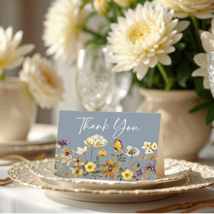 Wildblume Dusty Blue Wedding Dankeschön Karte
