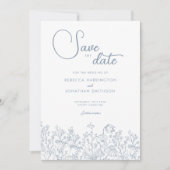 Wildblume Dusty Blue Wedding speichern das Datum Save The Date (Vorderseite)