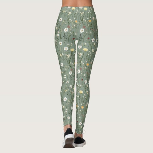 Wildblume Dusty Sage Blumengrün Leggings (Rückseite)