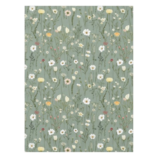 Wildblume Dusty Sage Blumengrün Tischdecke (Vorderseite)