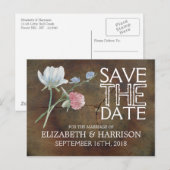 Wildblume Eichenholz Hochzeit speichern das Datum Ankündigungspostkarte (Vorne/Hinten)