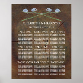 Wildblume Eichenholz-Hochzeitstabelle Poster